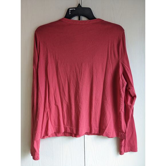 Land's End Women's Pink Long Sleeve V-neck Buttoned Cotton Top Size L - Picture 2 of 3